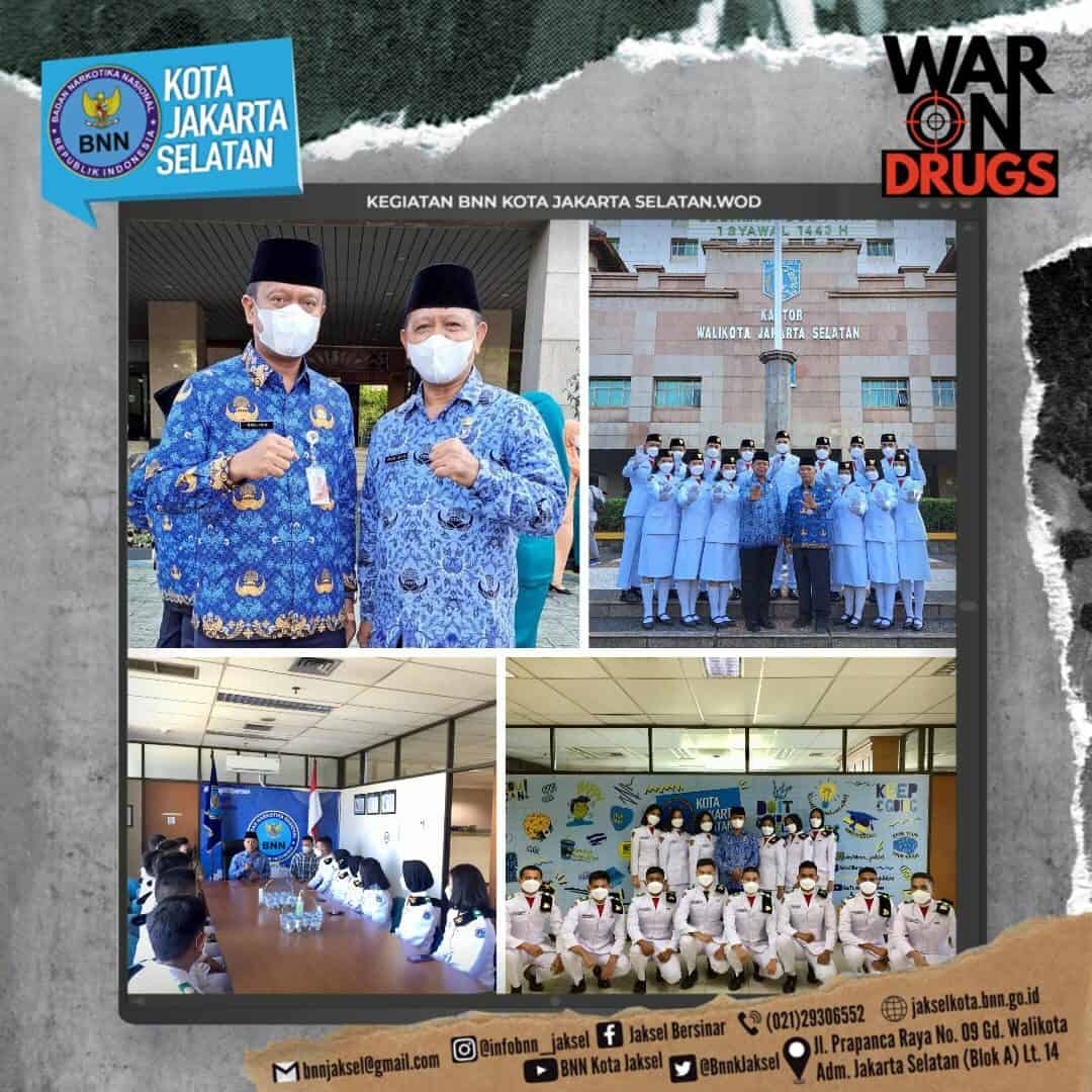 Upacara Hari Pendidikan Nasional dilanjutkan dengan Menerima Kunjungan Paskibraka Kota Jakarta Selatan di kantor BNN Kota Jakarta Selatan
