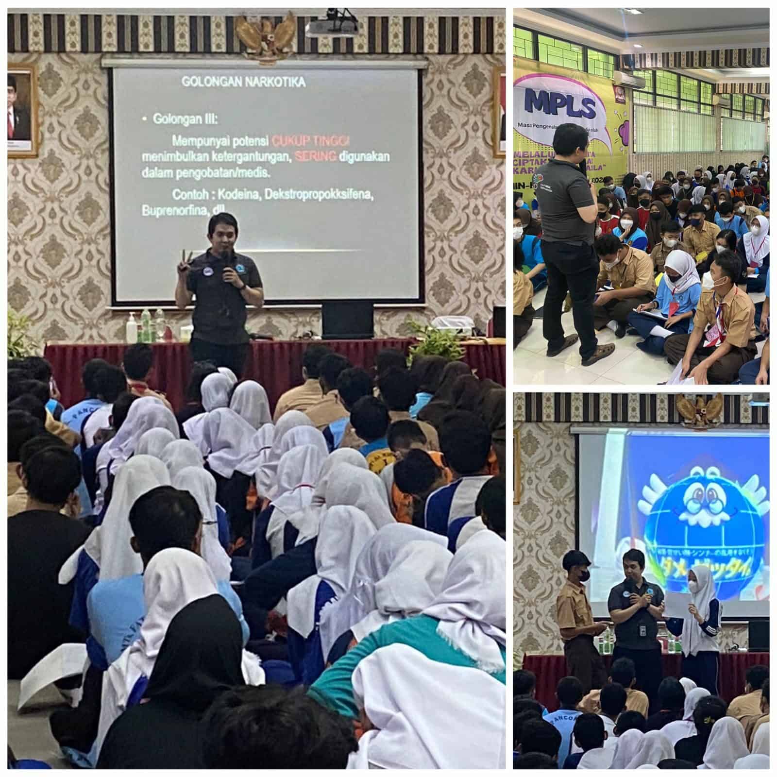 Sosialisasi pencegahan narkoba dalam rangka kegiatan MPLS (Masa Pengenalan Lingkungan Sekolah) Konsep Otomatis