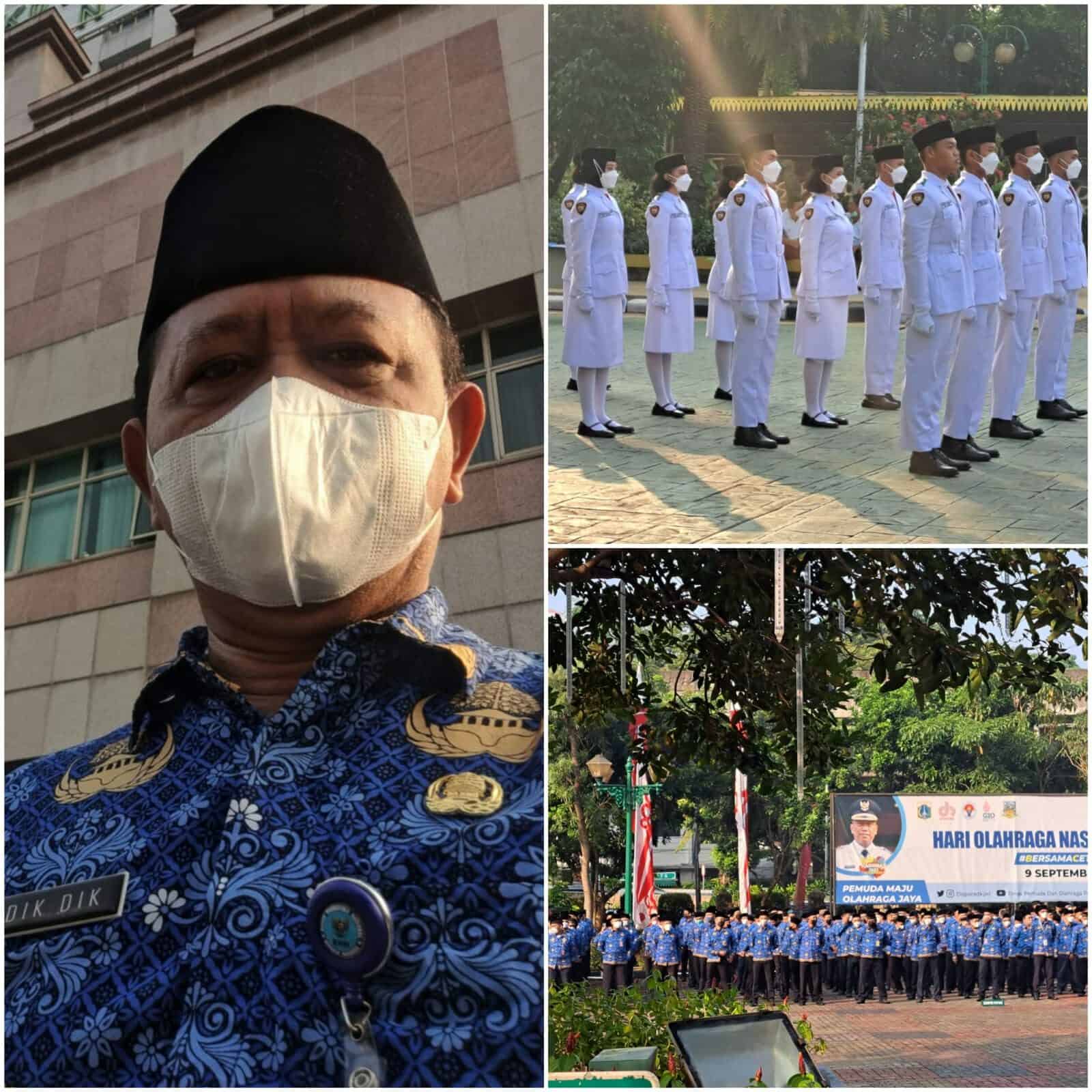 Upacara Pengibaran Bendera Merah Putih dalam rangka memperingati Hari Rapat Raksasa IKADA Tahun 2022 Konsep Otomatis