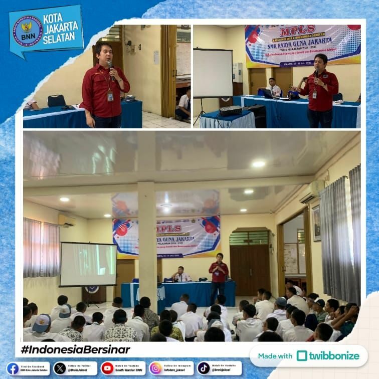 Sosialisasi Bahaya Penyalahgunaan Narkoba pada MPLS (Masa Pengenalan Lingkungan Sekolah) di SMP, SMA/K dan PKBM Wilayah Jakarta Selatan Sosialisasi Bahaya Penyalahgunaan Narkoba pada MPLS (Masa Pengenalan Lingkungan Sekolah) di SMP, SMA/K dan PKBM Wilayah Jakarta Selatan