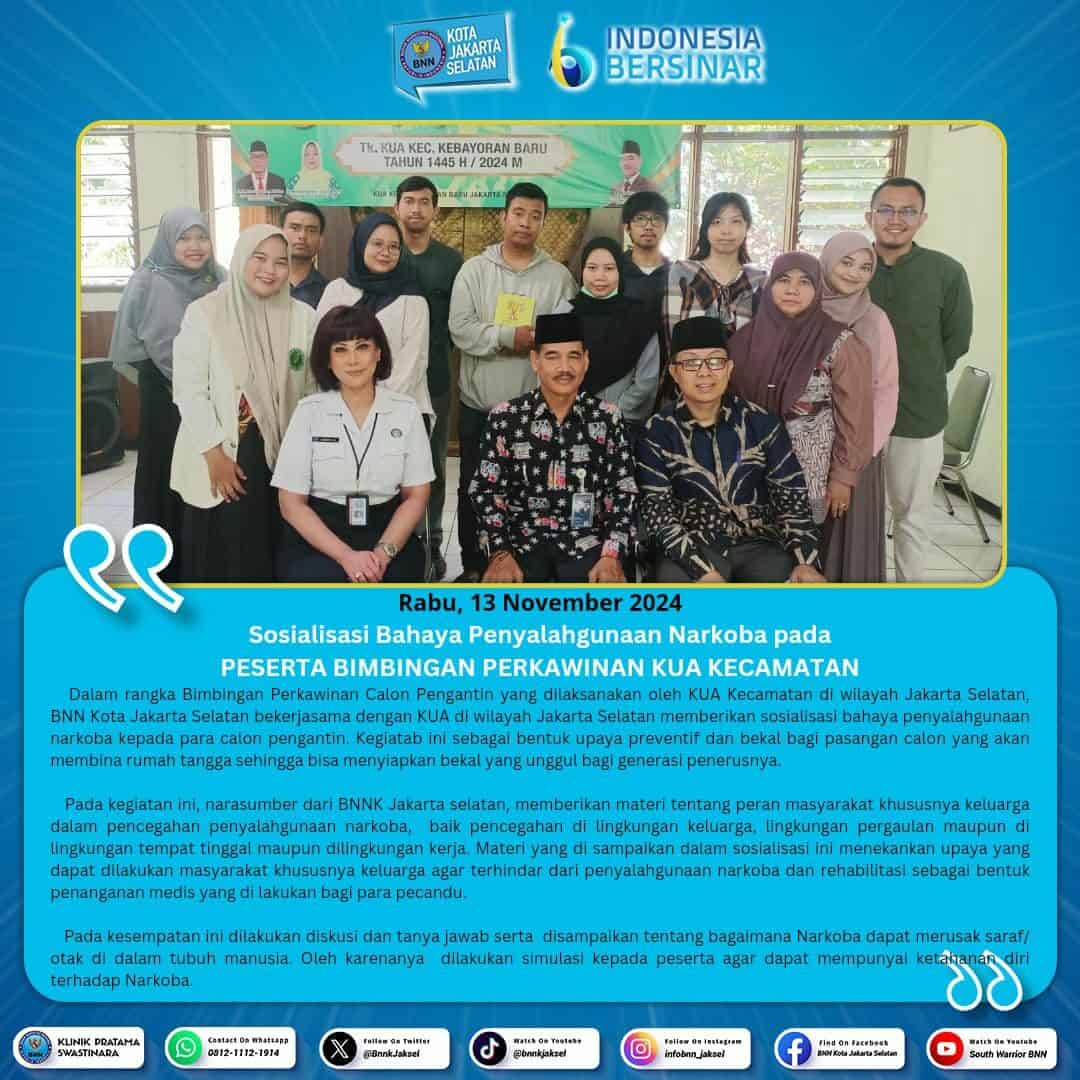 Sosialisasi Bahaya Penyalahgunaan Narkoba pada Peserta Bimbingan Perkawinan KUA Kecamatan Sosialisasi Bahaya Penyalahgunaan Narkoba pada Peserta Bimbingan Perkawinan KUA Kecamatan