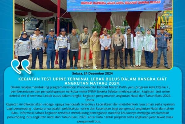 Kegiatan test urine terminal Lebak bulus dalam rangka giat angkutan Nataru 2024.