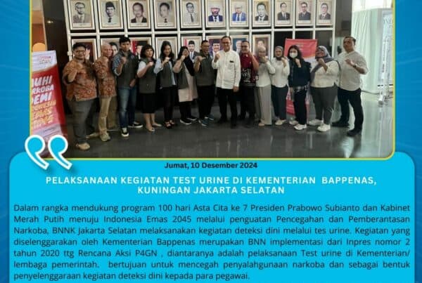 Pelaksanaan kegiatan test urine di Kementerian Bappenas , Kuningan Jakarta Selatan