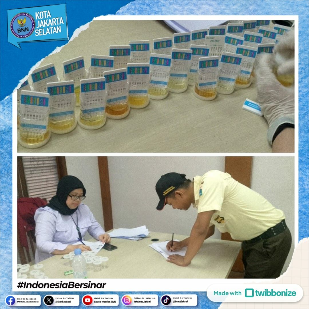 Pelaksanaan kegiatan test urine di Unit Pengelola Kawasan Perkampungan Budaya Betawi Jagakarsa Pelaksanaan kegiatan test urine di Unit Pengelola Kawasan Perkampungan Budaya Betawi Jagakarsa