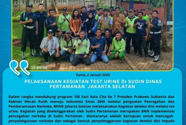 Pelaksanaan kegiatan test urine di Sudin Dinas Pertamanan Jakarta Selatan