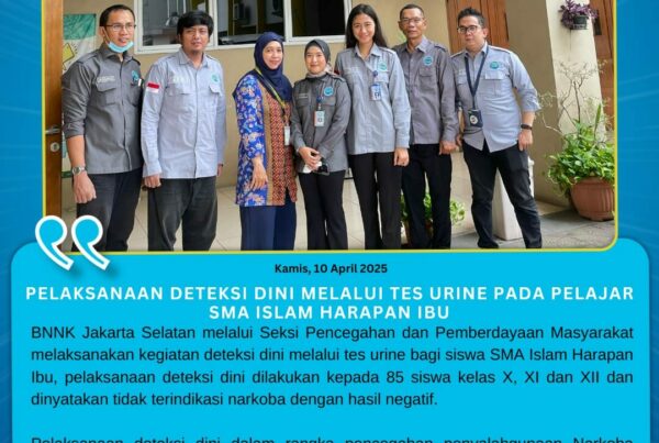 Pelaksanaan Deteksi Dini melalui Tes Urine pada pelajar SMA Islam Harapan Ibu