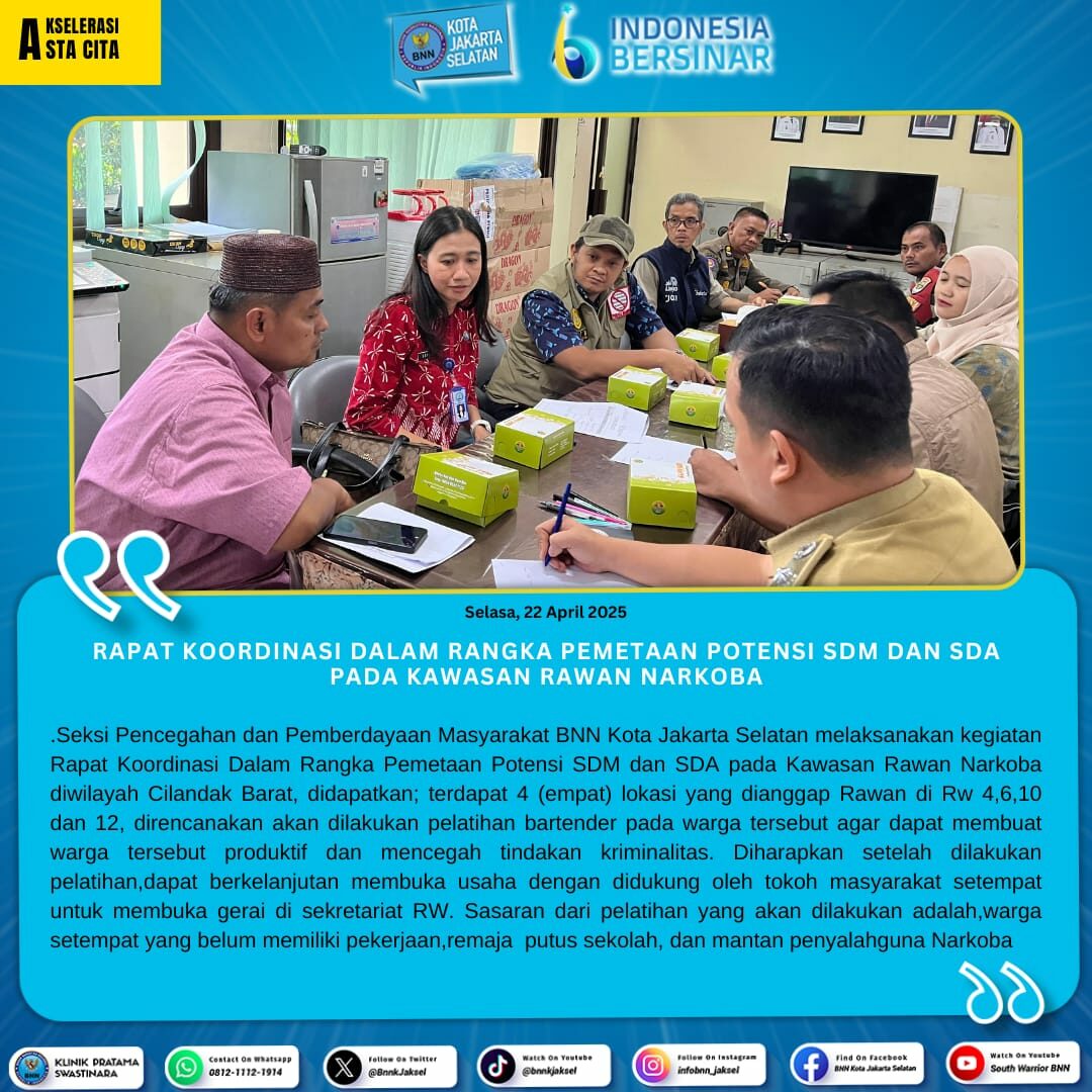 Rapat Koordinasi Dalam Rangka Pemetaan Potensi SDM dan SDA pada Kawasan Rawan Narkoba Rapat Koordinasi Dalam Rangka Pemetaan Potensi SDM dan SDA pada Kawasan Rawan Narkoba